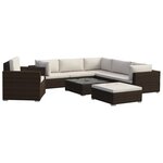 vidaXL Salon de jardin 8 Pièces avec coussins résine tressée marron