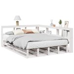 vidaXL Lit bibliothèque sans matelas blanc 150x200 cm bois pin massif