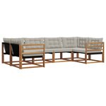 vidaXL Ensemble de canapés d'extérieur 6 pc Gris Naturel et Clair