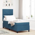 vidaXL Lit à ressort LED avec matelas Bleu foncé 80 x 200 cm tissu