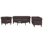 vidaXL Ensemble de canapés 3 Pièces marron foncé tissu