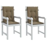 vidaXL Coussins de chaise à dossier bas lot de 2 taupe mélangé tissu