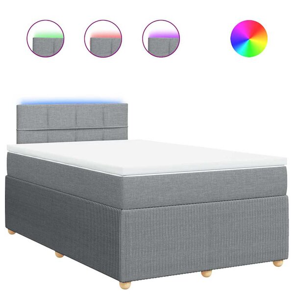 vidaXL Sommier à lattes de lit et matelas gris clair 120x190 cm tissu