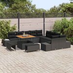 vidaXL Ensemble de canapé de jardin 13 Pièces Noir Poly rotin
