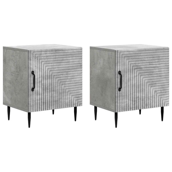 vidaXL Cabinet de chevet 2 Pièces Gris béton 43 x 34 5 x 50 cm