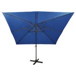 vidaXL Parasol déporté avec mât et lumières LED Bleu azur 300 cm