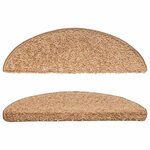 vidaXL Tapis d'escalier 15 pièces 56 x 17 x 3 cm Beige Demi-rond