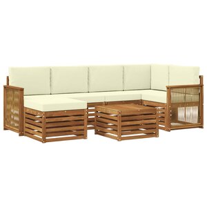 vidaXL Ensemble de canapé d'angle avec coussin 6 Pièces Naturel et Crème