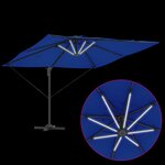 vidaXL Parasol Cantilever Roma avec des LEDs bleues – 286 x 285 x 270 cm  en aluminium.