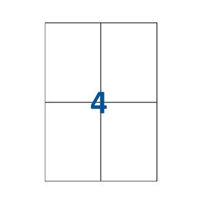 Lot de 100 Planches étiquettes autocollantes blanches sur feuille A4 : 105 x 148 5 mm (4 étiquettes)