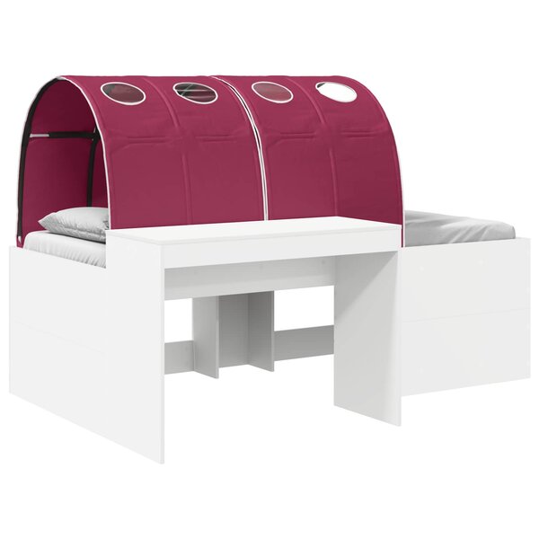 vidaXL Lit avec Tunnel 4 Pièces Blanc et rouge Bois d'ingénierie