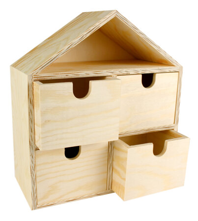 Meuble rangement en bois Maison 4 tiroirs 20x9x22 5 cm