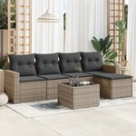 vidaXL Salon de jardin 6 Pièces avec coussins gris résine tressée