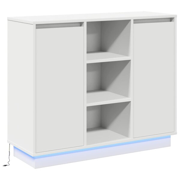 vidaXL Buffet LED Blanc 90 x 32 x 75 cm Bois d'ingénierie