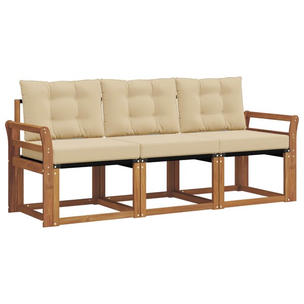 vidaXL Ensemble de canapés d'extérieur 3 Pièces Naturel et Beige
