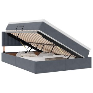 vidaXL Lit de rangement LED avec matelas Gris foncé 140 x 200 cm
