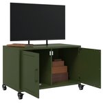 vidaXL Meuble TV vert olive 68x39x43 5 cm acier laminé à froid