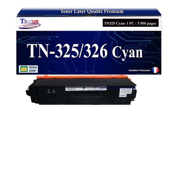 T3AZUR - Toner compatible avec Brother TN326 pour Brother MFC-L8600CDW  MFC-L8650CDW  MFC-L8850CDW  Cyan