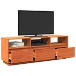 vidaXL Meuble TV cire marron 140x37x50 cm bois pin massif