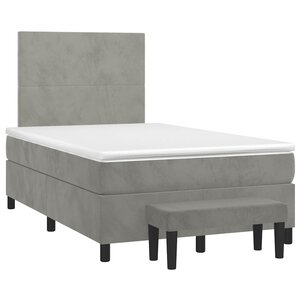vidaXL Sommier à lattes de lit et matelas gris clair 120x190cm velours