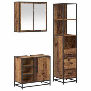 vidaXL Ensemble de mobilier de salle de bain 3 Pièces Bois Ancien