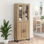 vidaXL Haut Armoire 2 Pièces Chêne artisanal Bois Aggloméré et Verre