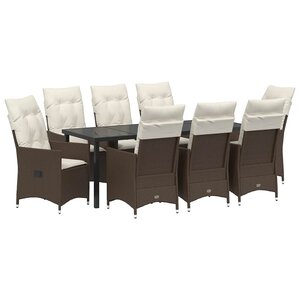 vidaXL Ensemble de salle à manger pour jardin 9 Pièces Marron polyrotin