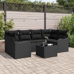 vidaXL Ensemble de canapé de jardin 7 Pièces Noir 55 x 55 x 37 cm