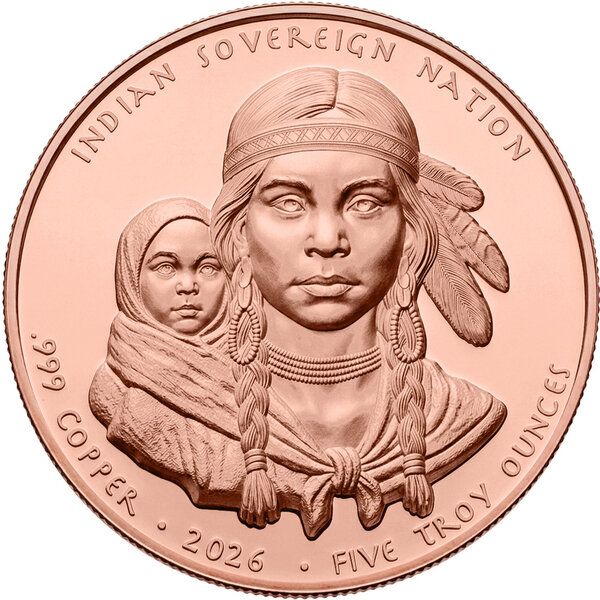 Monnaie SACAGAWEA 5 Oz Cuivre 1$ Sioux Nation 2026 (PRÉCOMMANDE)