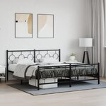 vidaXL Cadre de lit métal sans matelas avec pied de lit noir 183x213cm