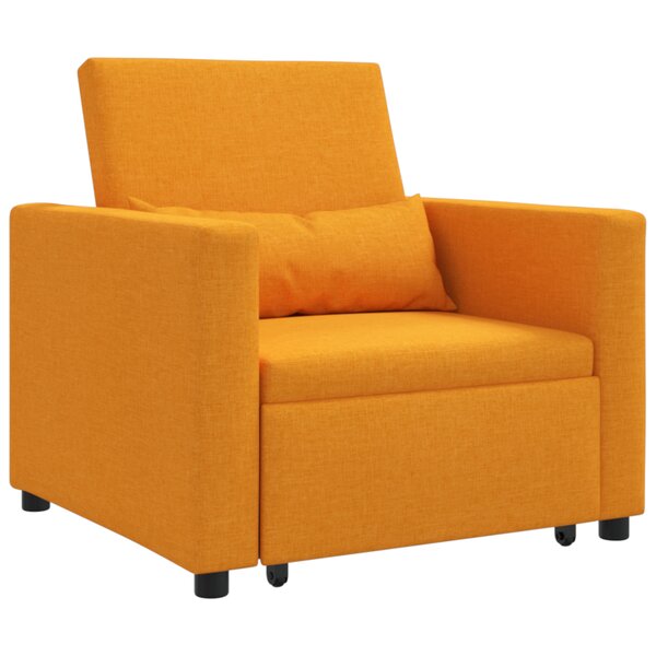 vidaXL Canapé-lit convertible 3-en-1 jaune foncé en tissu