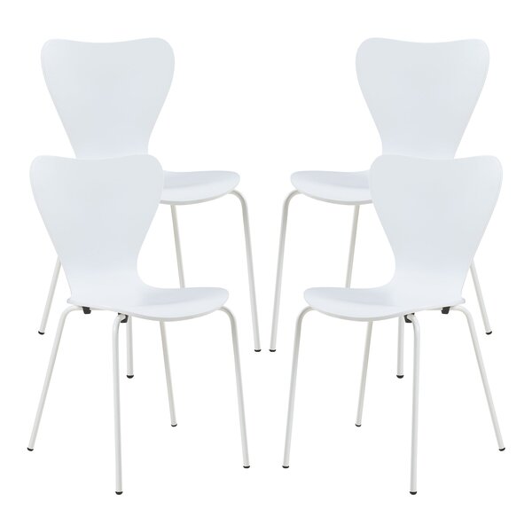 Lot de 4 chaises de salle à manger 80 x 48 x 45 5 cm moderne design robuste blanc 03_0009809