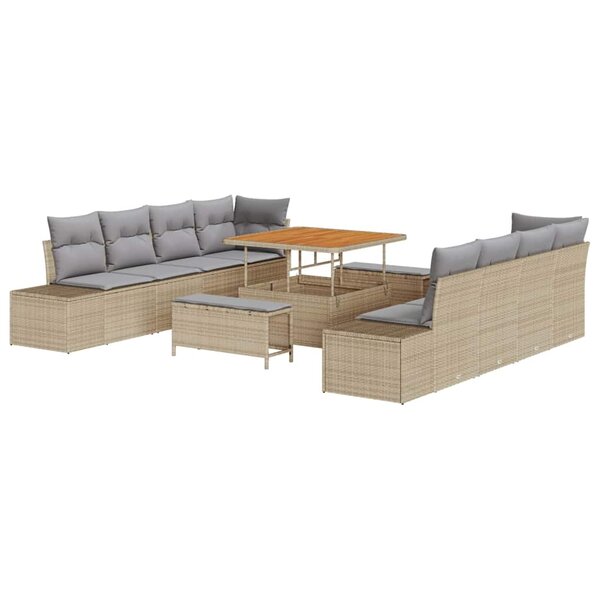 vidaXL Ensemble de canapé de jardin Beige 100 x 100 x 71 cm Poly rotin
