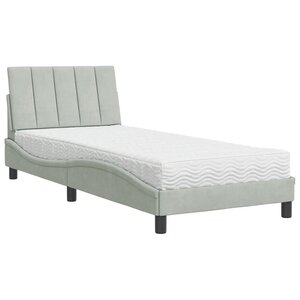 vidaXL Lit avec matelas Hanko gris clair 80x200 cm velours