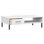 vidaXL Table basse avec pieds en métal Blanc Bois pin massif OSLO