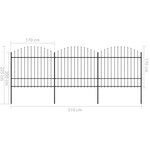 vidaXL Clôture de jardin à dessus en lance Acier (1 5-1 75)x5 1 m Noir