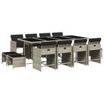 vidaXL Ensemble à manger de jardin et coussins 13 Pièces gris clair rotin