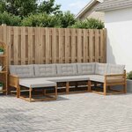 vidaXL Ensemble de canapés d'extérieur 6 Pièces Naturel et gris clair
