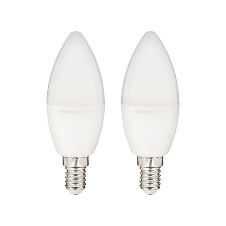 Pack de 2 ampoules led (flamme)  culot e14  conso. 2 8w (eq. 25w)  250 lumens  blanc chaud