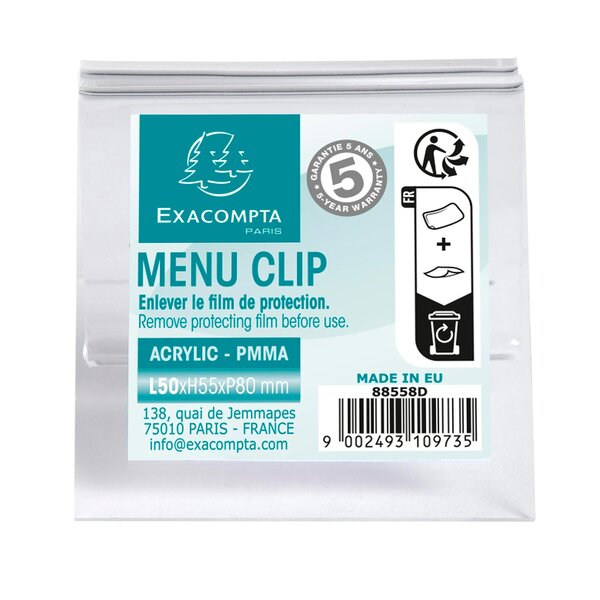 Porte-carte Clip L50mm - Cristal - Exacompta