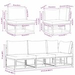 vidaXL Mobilier de jardin avec coussin 3 Pièces Noir Aluminium