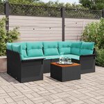vidaXL Ensemble de canapé de jardin 7 Pièces Noir et turquoise