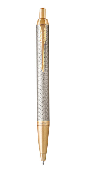 PARKER IM Premium Stylo bille gris argenté recharge bleue pointe moyenne Coffret cadeau