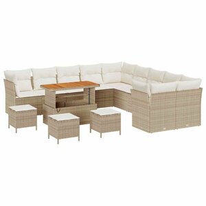 vidaXL Ensemble de canapé de jardin 14 Pièces Beige polyrotin