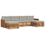 vidaXL Ensemble de canapés d'extérieur 6 pc Gris Naturel et Clair