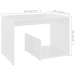 vidaXL Table d'appoint blanc 59x36x38 cm bois d'ingénierie