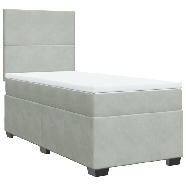 vidaXL Sommier à lattes de lit et matelas Gris clair 90x190 cm Velours
