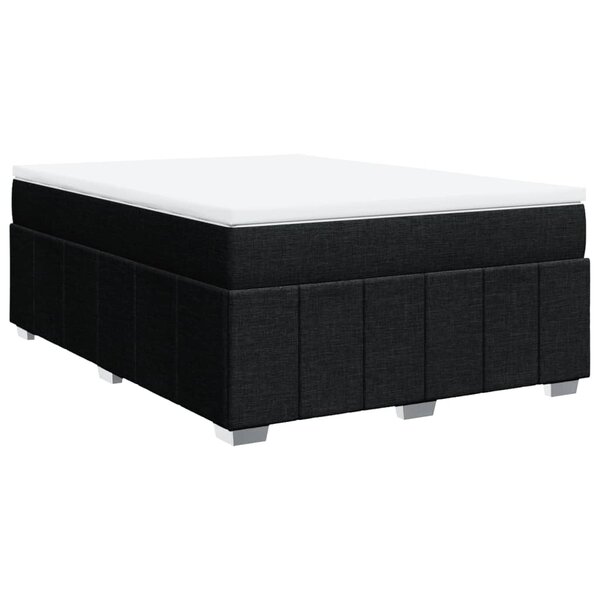 vidaXL Sommier à lattes de lit avec matelas Noir 160x200 cm Tissu