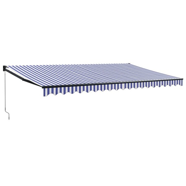 vidaXL Auvent rétractable bleu et blanc 5x3 m tissu et aluminium