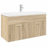 vidaXL Armoire lavabo de salle de bain et bassin intégré chêne sonoma